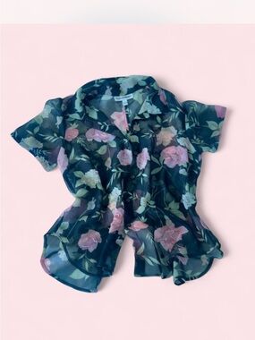 Womens beaded sheer rose top